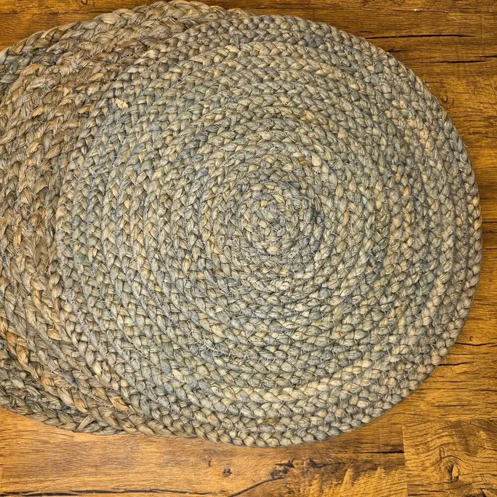 Threshold Woven Blue Grey Tan Jute Maize Round Place Mat Charger Dining 15in